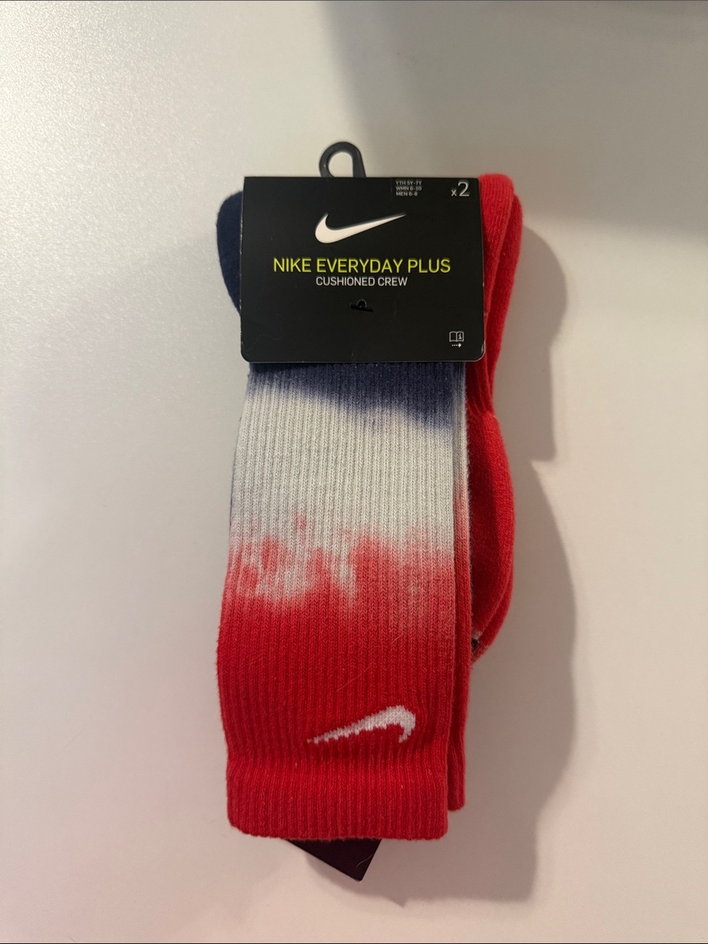 Nike Cushioned Crew Socks - Red, White, Blue Gradient